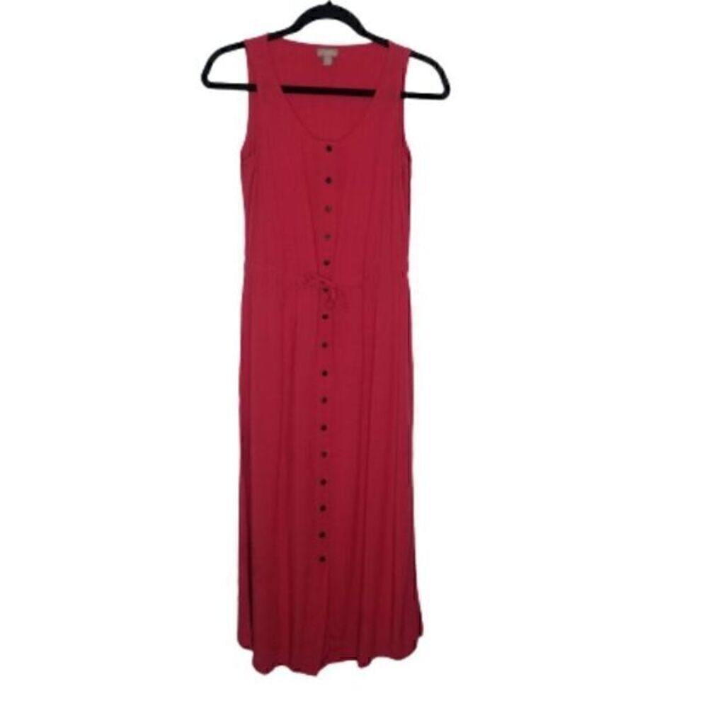 J. Jill Lightweight Sleeveless Button Down Drawstring Dress